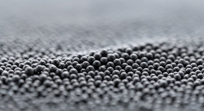 Close-up of small black balls on surface.