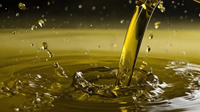 Golden liquid splashes and ripples in slow motion, creating a crown shape