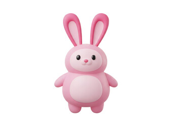 A soft pink plush bunny with a rounded body and floppy ears sitting upright isolated on transparent background 'png,PNG,Png