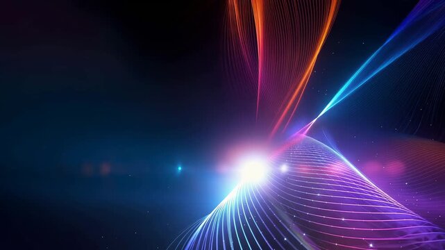A stunning video showcasing a bright light shining in a dark space with vibrant colors and beams of light radiating outward in a mesmerizing display.