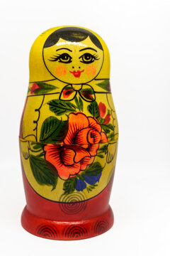 Russian nesting dolls. Babushkas or matryoshkas. White isolated background
