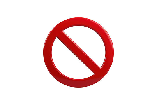Red prohibition symbol indicating restriction, stop, warning, and no entry sign on transparent background