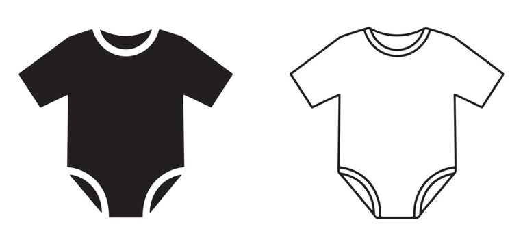 Black and white baby onesie illustration on white background