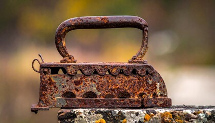 Close up photo of rusty iron on blurry background