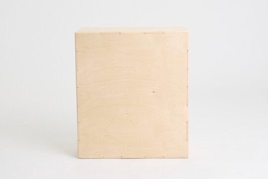Front of Professional birch wood apple box for film studio production isolated on white background