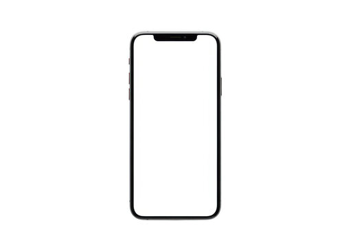 Outline of a modern smartphone with a notch at the top front side isolated on transparent background 'png,PNG,Png