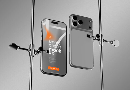 Smartphone Lab Clamp Mockup for App and UI Presentations