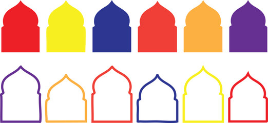 Colorful islamic domes and arches set architecture © MD. BELAL UDDIN