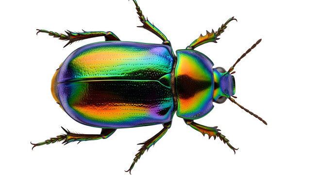 Iridescent beetle on isolated on transparent background