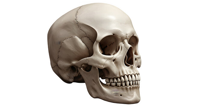 Human skull isolated on transparent background a detailed view of the cranium and facial bones