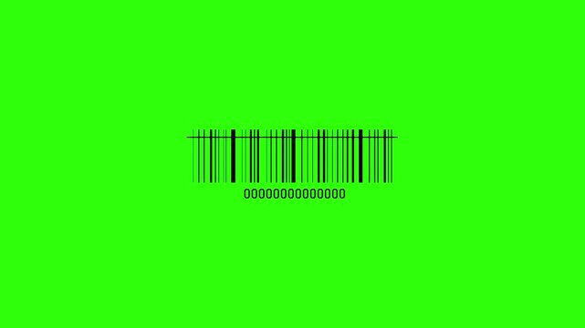 Laser beam barcode scanning motion graphics. Bar code scanning with laser beam barcode scanner animation on black background.