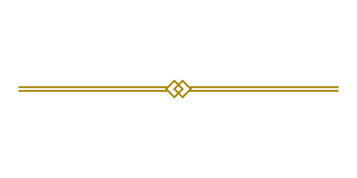 Elegant gold decorative divider line with diamond ornament
