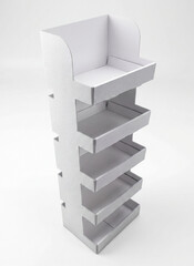 Mockup of display stand in white setting