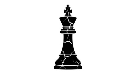 Naklejka premium Cracked Chess King - A Symbol of Strategy and Resilience.