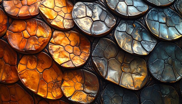 Cracked Eggs with Brown and Blue Yolk.