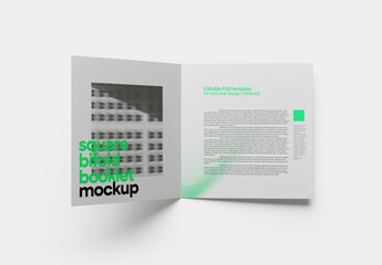 Square Bifold Booklet Mockup for Editorial Design