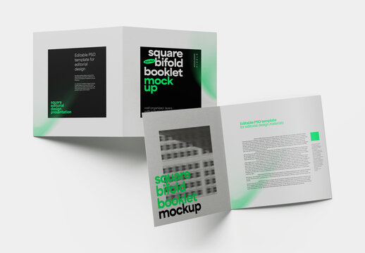 Square Bifold Booklet Mockup for Editorial Design