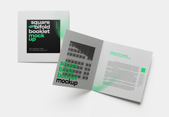 Square Bifold Booklet Mockup for Editorial Design