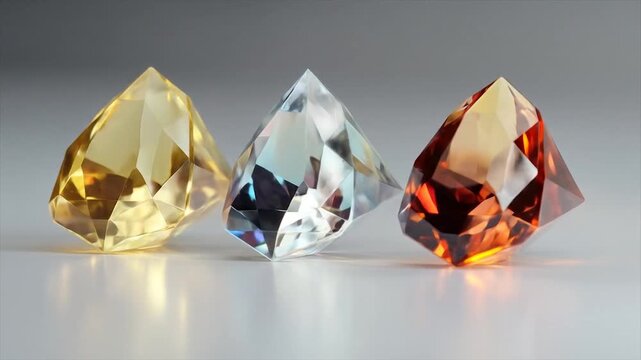 Three cut gemstones displayed against neutral background for commercial use