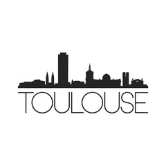 Obraz premium A striking silhouette of the toulouse skyline with city name text