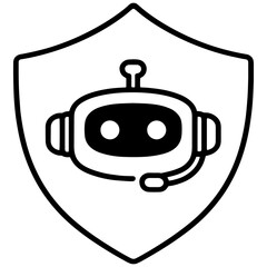 Obraz premium AI Chatbot Security Shield Vector Icon