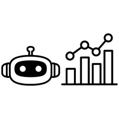 Fototapeta premium AI Robot Chatbot and Bar Chart Line Graph Vector Icon