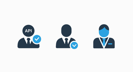 Fototapeta premium API User Profile Verification and Approval Icons for Business Technology and Software Development Interfaces
