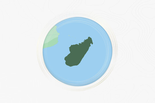 Stylized Map of Madagascar with Neighboring Areas.