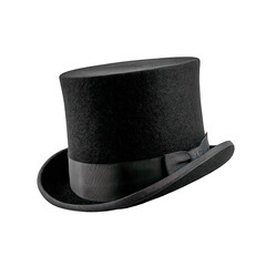 Elegant Black Top Hat Classic Menswear Headwear Isolated transparent on white background