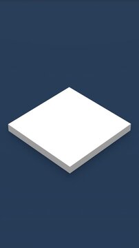 Abstract 3d rendering of divergent and convergent shape in isometric view. Computer generated loop animation. 4K seamless vertical motion design