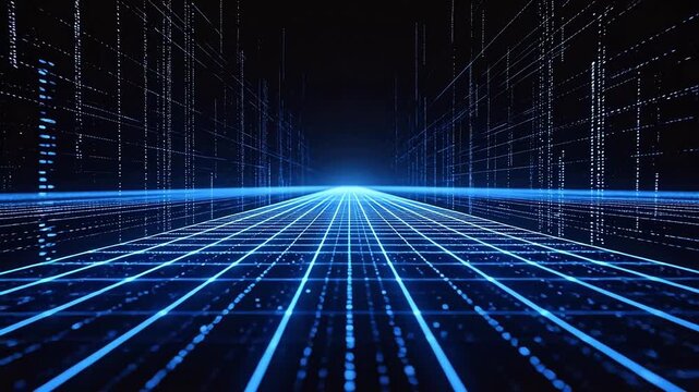 Digital grid in blue light