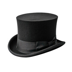Elegant Black Top Hat Classic Menswear Headwear Isolated transparent on white background