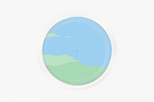 Stylized Map of Grenada with Neighboring Areas.