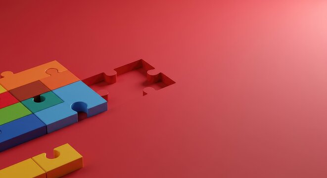 A conceptual sequence of repeating colored blocks showing an empty space where the next piece should be, illustrating a puzzle or missing data, process, puzzle, shape
