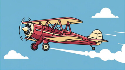 Vintage biplane soaring through cloudy sky with motion blur effect from aerial viewpoint © Stock Image Paradise