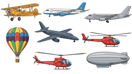 Collection of various aircraft and airships in flight and on display © Stock Image Paradise