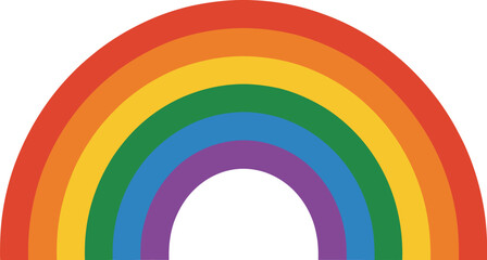 Obraz premium A vibrant rainbow graphic displayed on a clean white background from a straightforward viewpoint as a colorful illustration