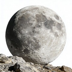 Naklejka premium Moon Displayed Above Rocky Terrain