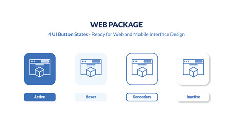 Obraz premium web package 4-state UI button. Outline icon kit from marketing collection. Thin linear web package, package, box editable vector. Minimal web package sign for web and mobile interface