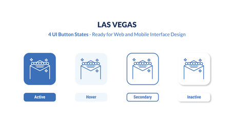 Obraz premium las vegas 4-state UI button. Outline icon kit from maps and flags collection. Thin linear las vegas, casino, vegas editable vector. Minimal las vegas sign for web and mobile interface