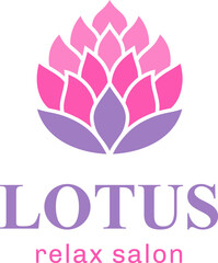 Fototapeta premium Lotus relax salon logo. Blooming flower emblem