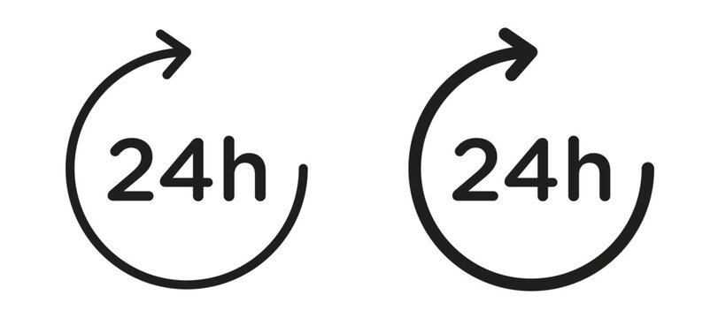 24 Hrs icon vector design template and illustration EPS10.