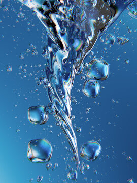 Underwater Spiral Twirl With Air Bubbles, Crystal Blue Ocean Light, and Dynamic Reflections