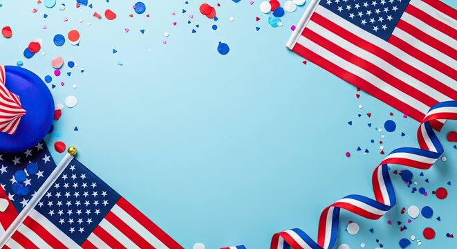 Celebrate labor day with patriotic cheer and american flags