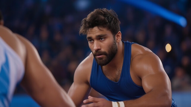 Professional kabaddi raider touching multiple defenders and returning safely in a world championship match, perfect for elite kabaddi sport, South Asian athletic tradition, contact sport
