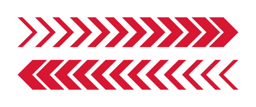 Red chevron arrows indicating direction left and right