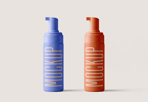 Dual Cosmetic Pump Bottle Packaging Mockup with Editable Background