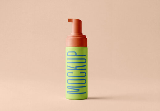 Cosmetic Pump Bottle Packaging Mockup with Editable Background