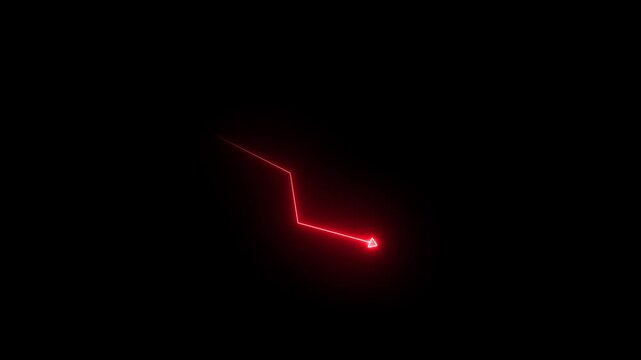 Stock Market Crash Illustration with Decreasing Graph and Arrow Going Down. growth achievement digital. business growth currency stock and investment economy. Motion graphics of down red arrow