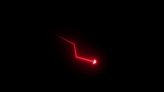 Stock Market Crash Illustration with Decreasing Graph and Arrow Going Down. growth achievement digital. business growth currency stock and investment economy. Motion graphics of down red arrow